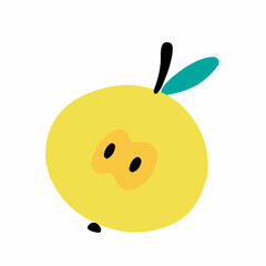 Apple isolated on white background. Flat cartoon vector illustration