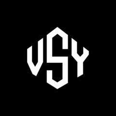 VSY letter logo design with polygon shape. VSY polygon and cube shape logo design. VSY hexagon vector logo template white and black colors. VSY monogram, business and real estate logo.