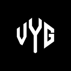 VYG letter logo design with polygon shape. VYG polygon and cube shape logo design. VYG hexagon vector logo template white and black colors. VYG monogram, business and real estate logo.