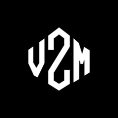 VZM letter logo design with polygon shape. VZM polygon and cube shape logo design. VZM hexagon vector logo template white and black colors. VZM monogram, business and real estate logo.