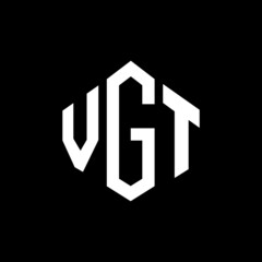 VGT letter logo design with polygon shape. VGT polygon and cube shape logo design. VGT hexagon vector logo template white and black colors. VGT monogram, business and real estate logo.