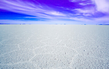 View of the amazing Salar de Uyuni Salt Flats in Bolivia.