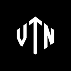 VTN letter logo design with polygon shape. VTN polygon and cube shape logo design. VTN hexagon vector logo template white and black colors. VTN monogram, business and real estate logo.