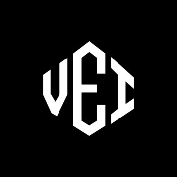 VEI letter logo design with polygon shape. VEI polygon and cube shape logo design. VEI hexagon vector logo template white and black colors. VEI monogram, business and real estate logo.