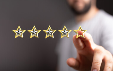 ranking and rating with businessman is touching virtua