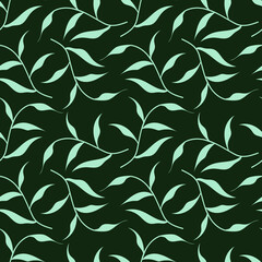 seamless floral pattern with leaves on green background