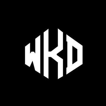 WKD letter logo design with polygon shape. WKD polygon and cube shape logo design. WKD hexagon vector logo template white and black colors. WKD monogram, business and real estate logo.