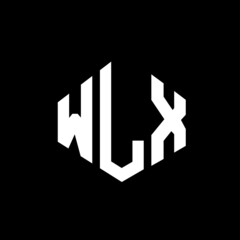 WLX letter logo design with polygon shape. WLX polygon and cube shape logo design. WLX hexagon vector logo template white and black colors. WLX monogram, business and real estate logo.