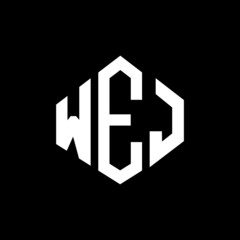 WEJ letter logo design with polygon shape. WEJ polygon and cube shape logo design. WEJ hexagon vector logo template white and black colors. WEJ monogram, business and real estate logo. - obrazy, fototapety, plakaty