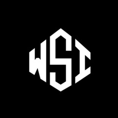 WSI letter logo design with polygon shape. WSI polygon and cube shape logo design. WSI hexagon vector logo template white and black colors. WSI monogram, business and real estate logo.