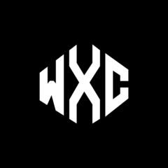 Obraz premium WXC letter logo design with polygon shape. WXC polygon and cube shape logo design. WXC hexagon vector logo template white and black colors. WXC monogram, business and real estate logo.