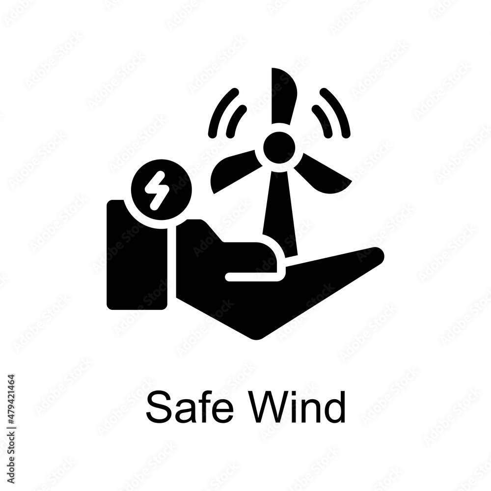 Poster safe wind vector solid icon for web isolated on white background eps 10 file