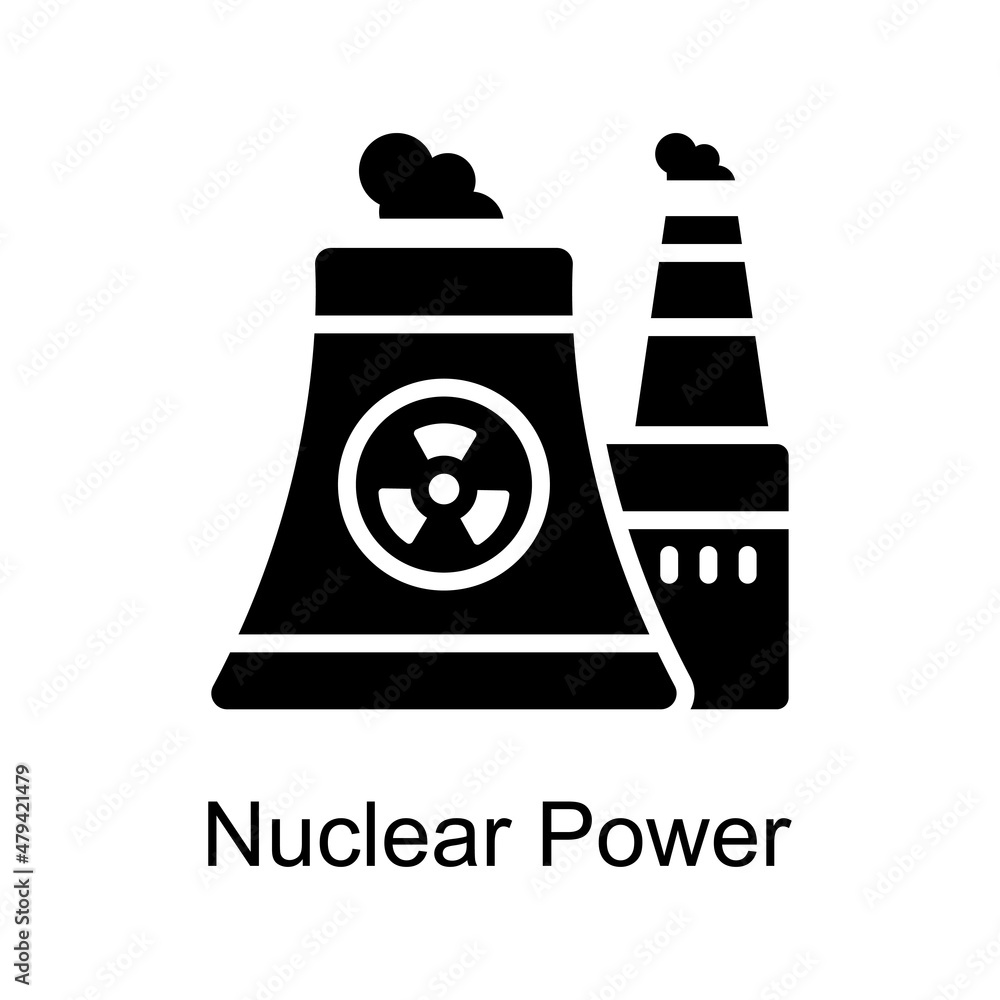 Poster nuclear power vector solid icon for web isolated on white background eps 10 file