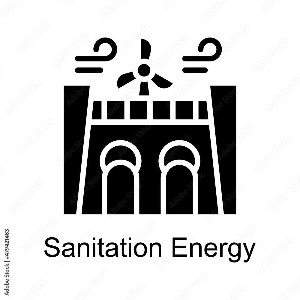 Poster sanitation energy vector solid icon for web isolated on white background eps 10 file