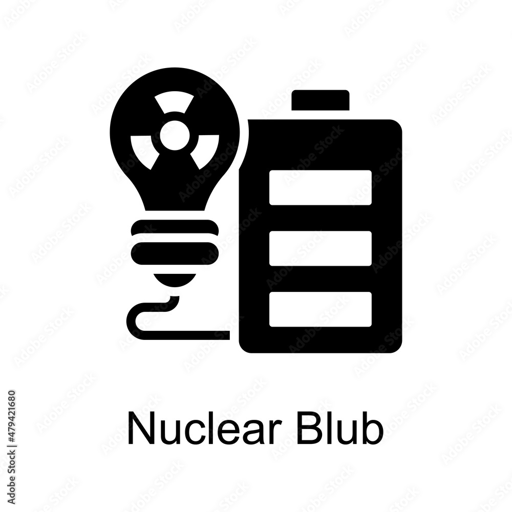 Poster nuclear bulb vector solid icon for web isolated on white background eps 10 file