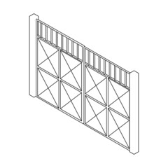 Fence vector icon. Outline vector icon isolated on white background fence.