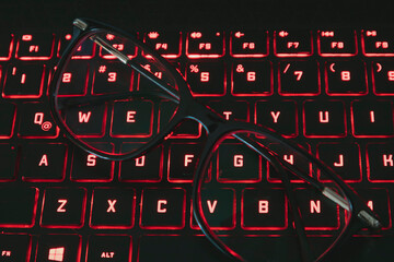 Gaming keyboard and glasses