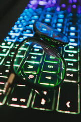 Gaming keyboard and glasses