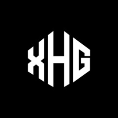 XHG letter logo design with polygon shape. XHG polygon and cube shape logo design. XHG hexagon vector logo template white and black colors. XHG monogram, business and real estate logo.