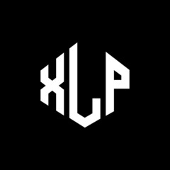 XLP letter logo design with polygon shape. XLP polygon and cube shape logo design. XLP hexagon vector logo template white and black colors. XLP monogram, business and real estate logo.