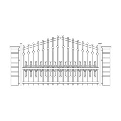 Fence gate vector icon.Outline vector icon isolated on white background fence gate.