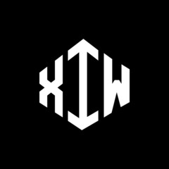XIW letter logo design with polygon shape. XIW polygon and cube shape logo design. XIW hexagon vector logo template white and black colors. XIW monogram, business and real estate logo.