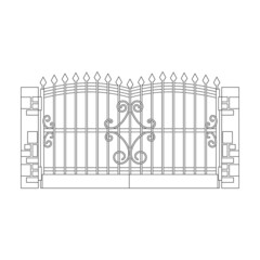 Fence gate vector icon.Outline vector icon isolated on white background fence gate.
