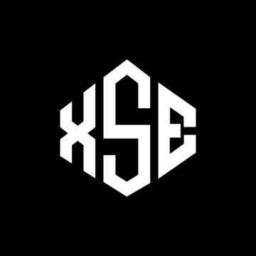 XSE letter logo design with polygon shape. XSE polygon and cube shape logo design. XSE hexagon vector logo template white and black colors. XSE monogram, business and real estate logo.