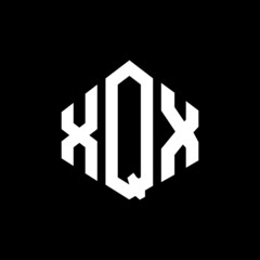 XQX letter logo design with polygon shape. XQX polygon and cube shape logo design. XQX hexagon vector logo template white and black colors. XQX monogram, business and real estate logo.