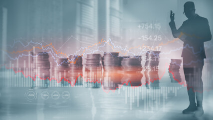 Stock market graph and candlestick. Abstract finance background