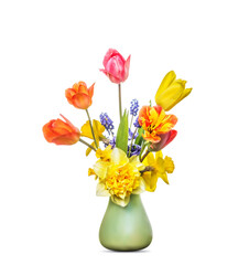 Flowers in flowerpot. Isolated on white background