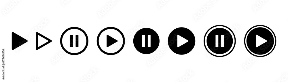 Poster play button icon. start audio element. multimedia play pause sign. stock vector