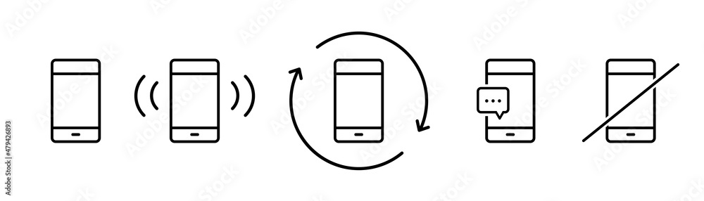 Poster smartphone message icon. phone device elemets. smartphone line icons template. stock vector