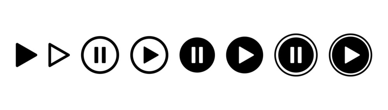 Play button icon. Start audio element. Multimedia play pause sign. Stock vector