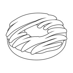 Pink doughnut vector icon.Outline vector icon isolated on white background pink doughnut.