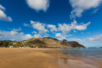 Perfect sandy beach in hot summer day