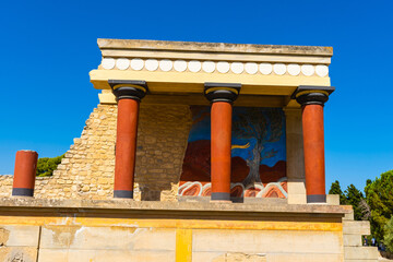 Knossos palace of the Minoan civilization and culture at Heraklion without people, Crete, Greece