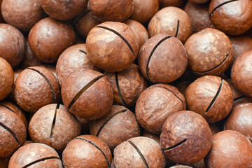 macadamia nuts close up. healthy dietary food