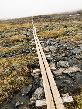 Hiking The Kungsleden Trail In The Mountains In North Sweden