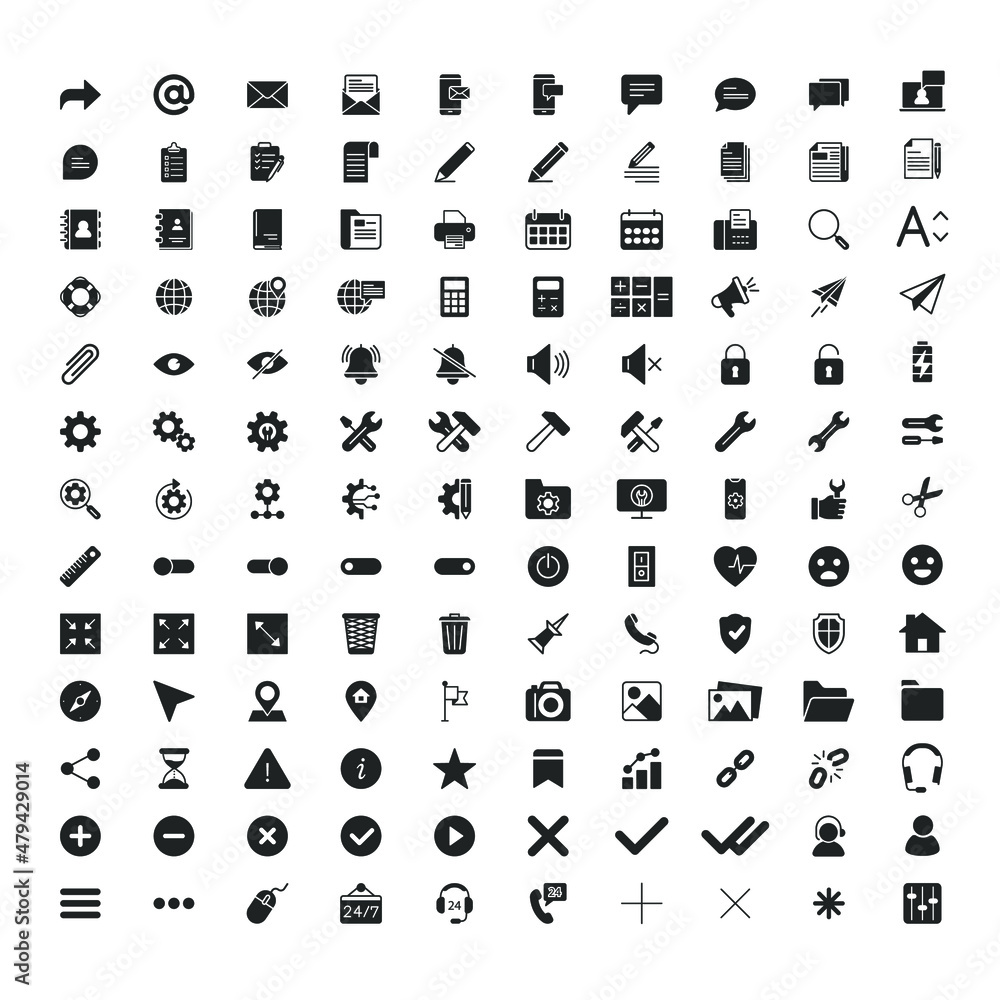 Wall mural vector set of icons for web and application development.