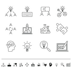 Vector set of icons. Development of an idea. Brainstorm. 