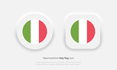 Round italy flag vector icon, italy flag button in trendy neumorphic design. Vector EPS 10