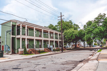 Fototapeta na wymiar Residential old houses in the poor quarter of New Orleans, Louisiana, USA 