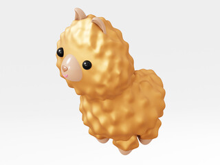 Cute Animal Lama. 3D illustration alpaca.