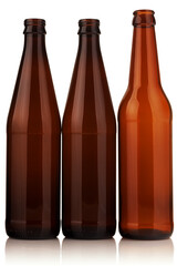 Three empty beer bottles