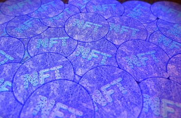 Multiple nft non fungible tokens. NFT limited edition. Collection of rare and unique tokenized digital values by blockchain. Tokenization of a collect