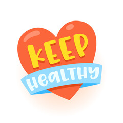 Keep Healthy Isolated Badge, Coronavirus Protection Icon, Label, Emblem on White Background. Health Care and Protection