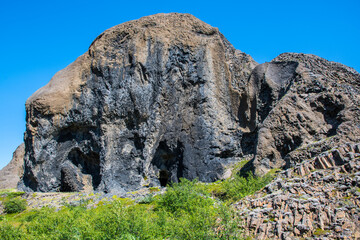 The ‘echo rocks’ or Hljodaklettar in Jokulsargljufur canyon in Vatnajokull national park in iceland