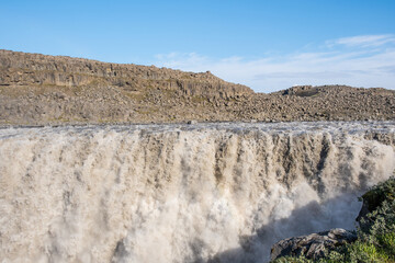 Waterfall Dettifoss in Jokulsa river in Jokulsargljufur in Iceland