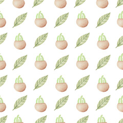 Watercolor leaf seamless pattern